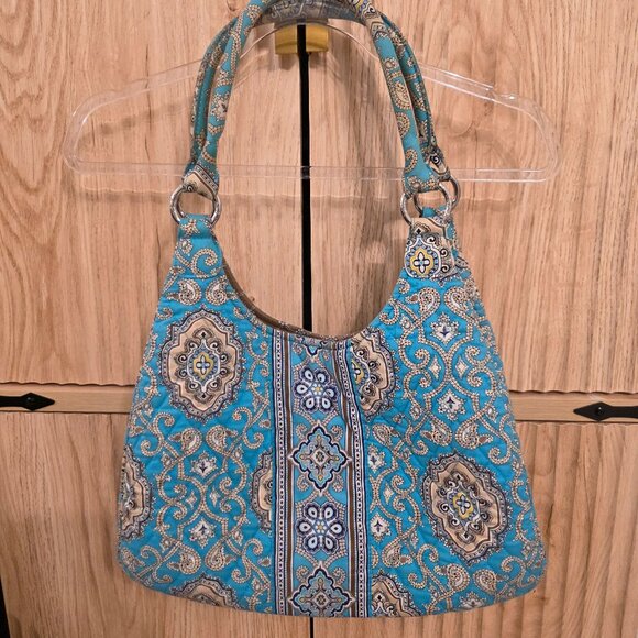 Vera Bradley Quilted Shoulder Bag – Blue & Tan Paisley Print - Picture 13 of 14